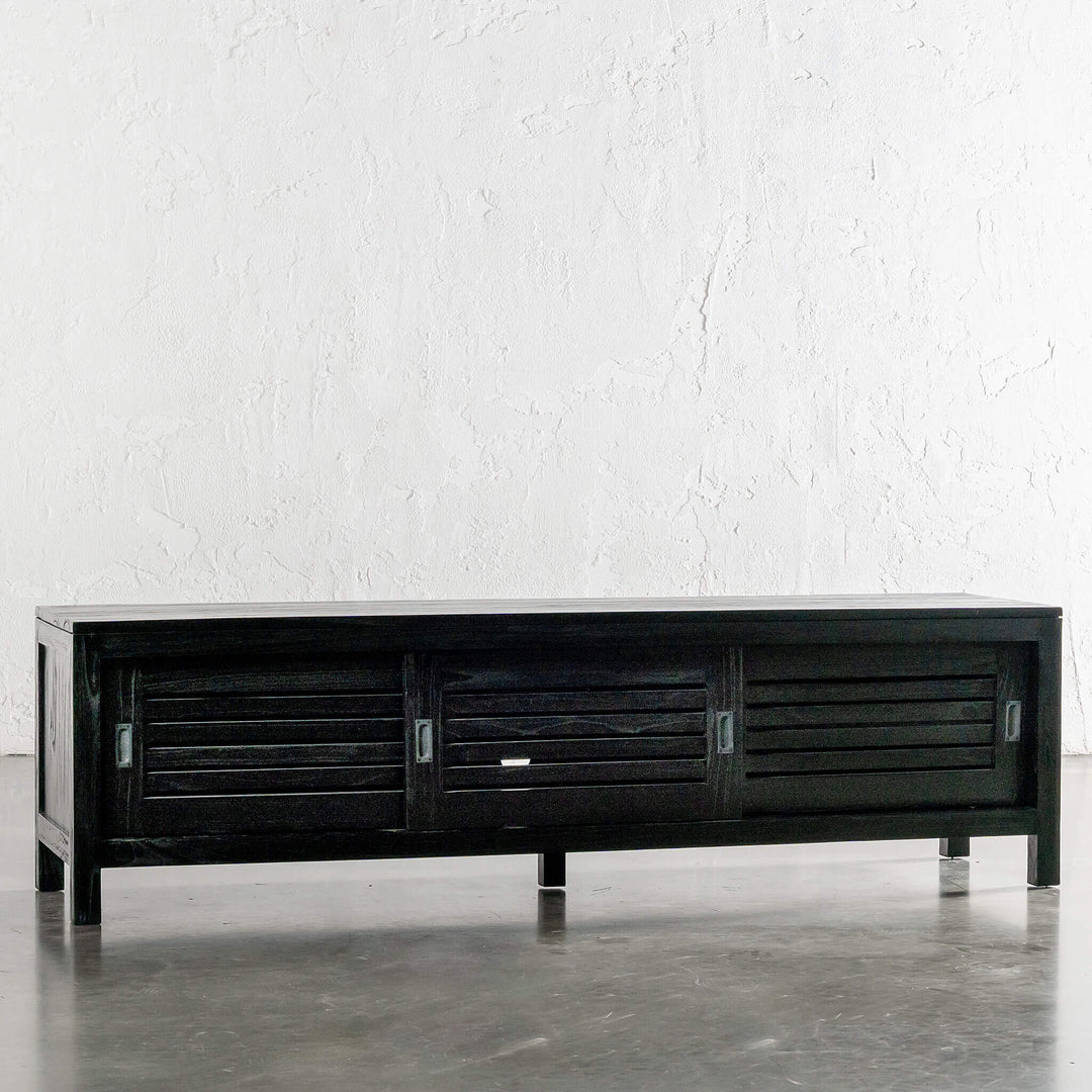 CONRAD 3 DOOR SLATTED ENTERTAINMENT UNIT  |  BLACK GRAIN
