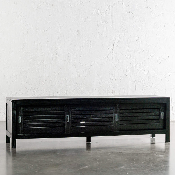 CONRAD 3 DOOR SLATTED ENTERTAINMENT UNIT  |  BLACK GRAIN