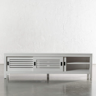 CONRAD 3 DOOR SLATTED ENTERTAINMENT UNIT  |  WHITE GRAIN