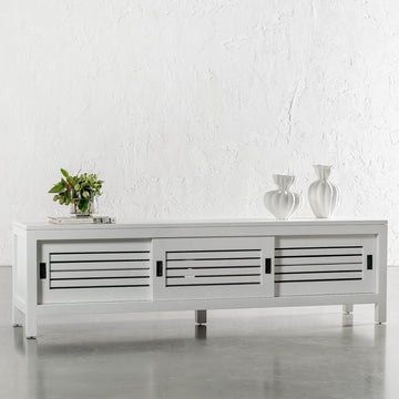 CONRAD 3 DOOR SLATTED ENTERTAINMENT UNIT  |  WHITE GRAIN