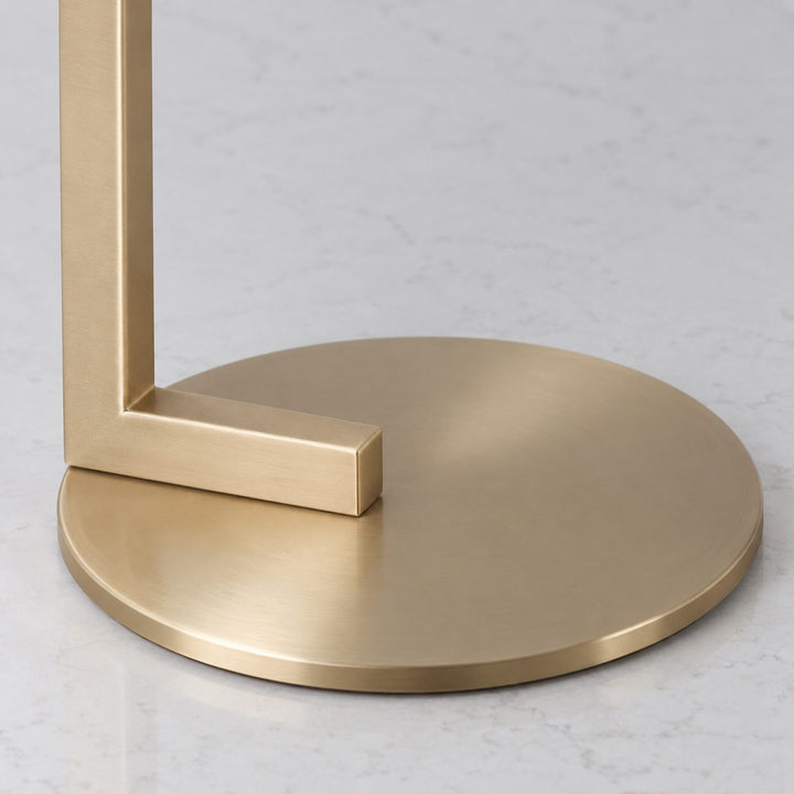 CORMONT TABLE LAMP  |  ANTIQUE BRASS + WHITE SHADE