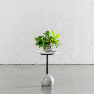 CORSINI BALL SIDE TABLE BUNDLE X2  |  CARRARA MARBLE + MATT BLACK |  D30CM
