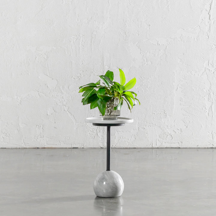 CORSINI BALL SIDE TABLE BUNDLE X2  |  CARRERA MARBLE + MATT BLACK |  D30CM