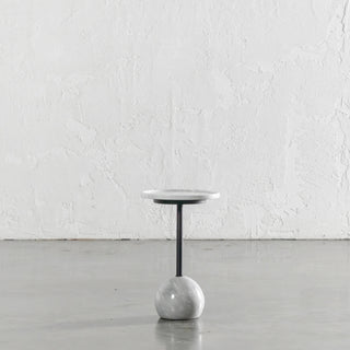 CORSINI BALL SIDE TABLE  |  CARRERA MARBLE + MATT BLACK |  D30CM