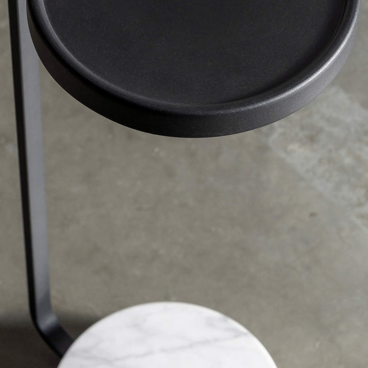 CLOSE UP CORSINI C-SHAPE CARRERA MARBLE + MATTE BLACK DRINKS TABLE  |  D20CM