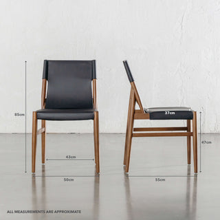COSTANO VEGAN LEATHER DINING CHAIR  |  NOIR BLACK | MEASUREMENTS