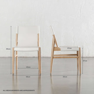 COSTANO VEGAN LEATHER DINING CHAIR  | LIMED WHITE | MEASUREMENTS