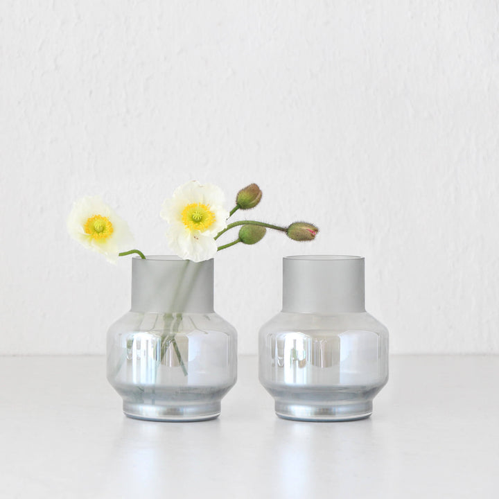 CYLINDER GLASS VASE BUNDLE X2 | SMALL | GREY