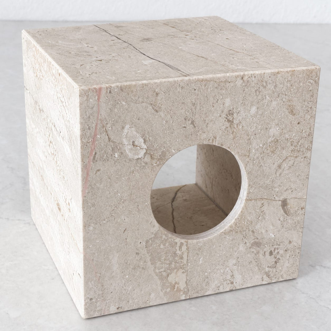 CAMERO MARBLE SQUARE TISSUE BOX  |  SAND DUNE BEIGE MARBLE