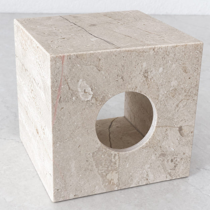 CAMERO MARBLE SQUARE TISSUE BOX  |  SAND DUNE BEIGE MARBLE