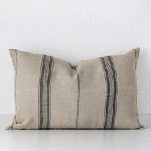 CAMPBELL CUSHION FRENCH HEAVY LINEN  |  40 X 60CM  |  NATURAL BLACK STRIPE