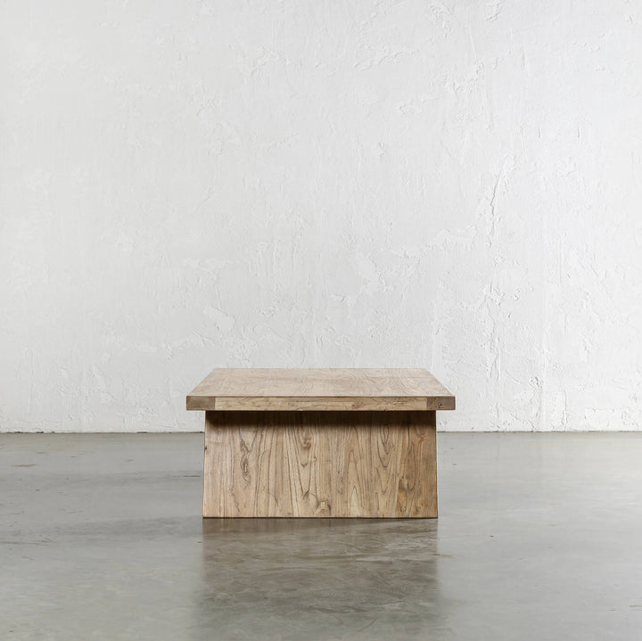 CAPRETTA ELM COFFEE TABLE END VIEW | 150CM | BLEACHED BRISTLE