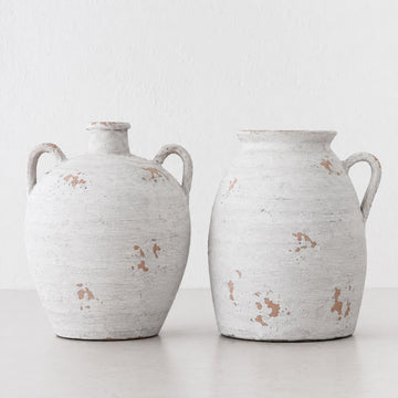 CARITA VESSEL + JUG |  24CM + 26CM  |  WHITE TERRACOTTA