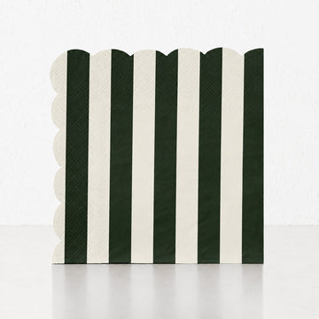 CARNIVAL PAPER NAPKIN BUNDLES  |  STRIPED DARK GREEN + IVORY