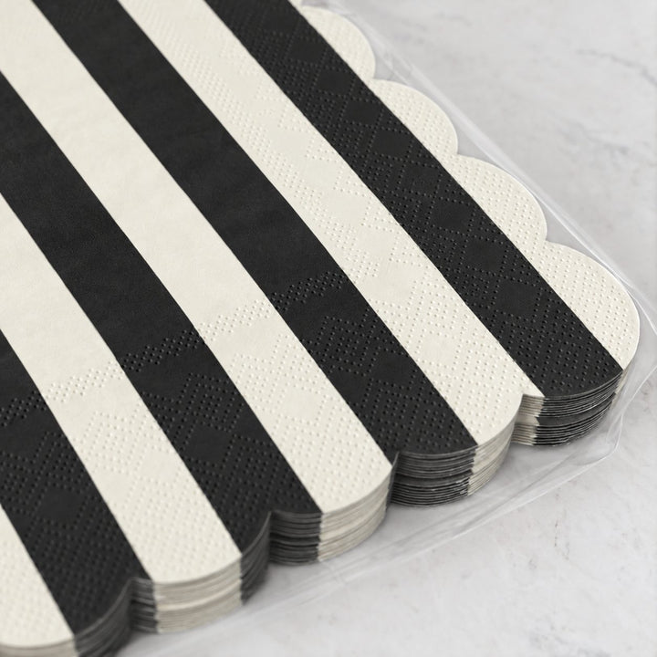 CARNIVAL PAPER NAPKIN BUNDLES  |  STRIPED BLACK + IVORY
