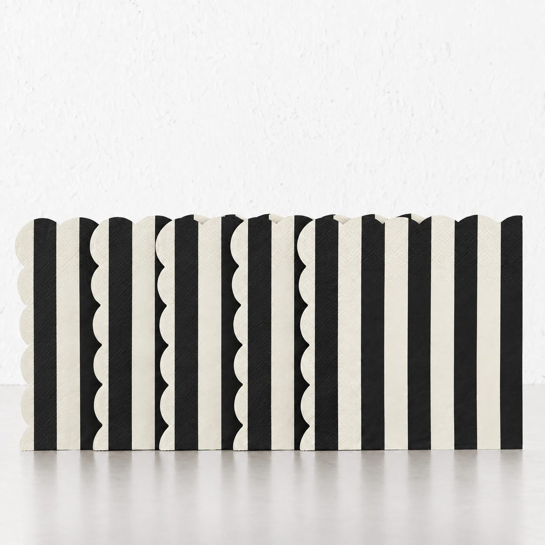 CARNIVAL PAPER NAPKIN BUNDLES  |  STRIPED BLACK + IVORY