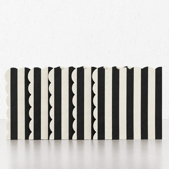 CARNIVAL PAPER NAPKIN BUNDLES  |  STRIPED BLACK + IVORY