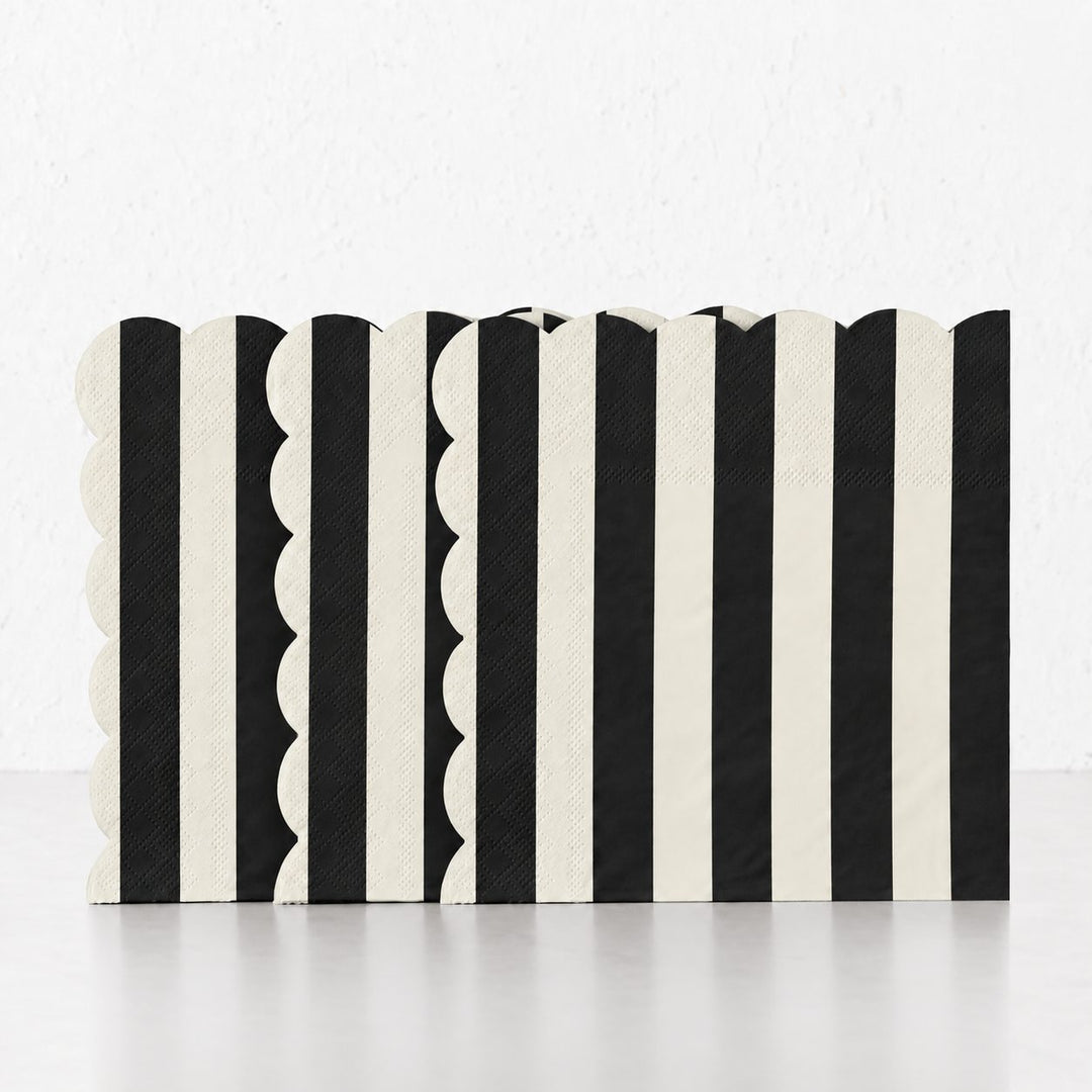 CARNIVAL PAPER NAPKIN BUNDLES  |  STRIPED BLACK + IVORY