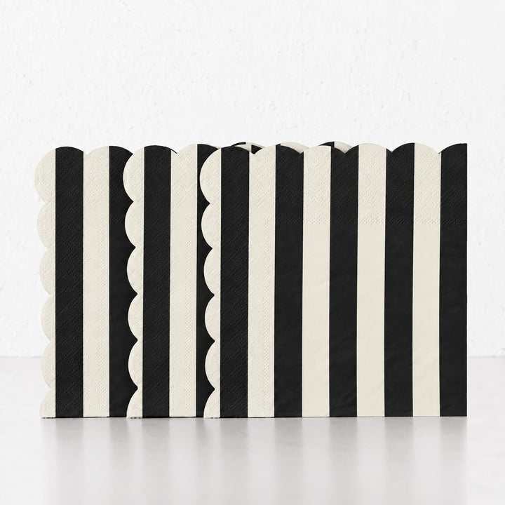 CARNIVAL PAPER NAPKIN BUNDLES  |  STRIPED BLACK + IVORY