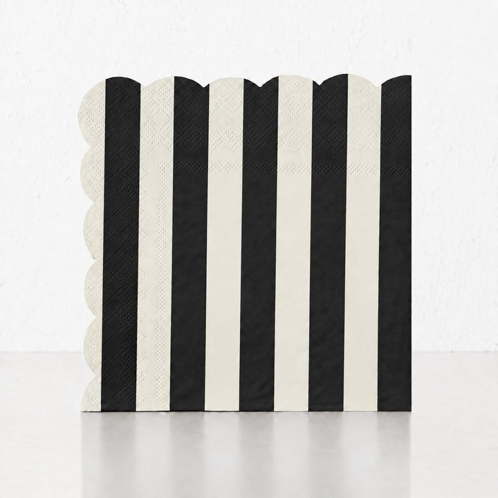 CARNIVAL PAPER NAPKIN BUNDLES  |  STRIPED BLACK + IVORY