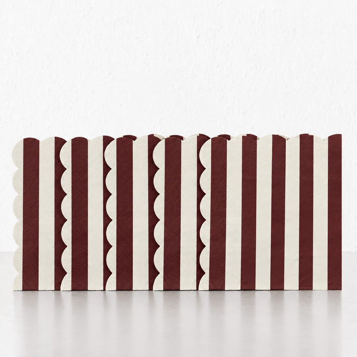CARNIVAL PAPER NAPKIN BUNDLES  |  STRIPED BURGUNDY + IVORY