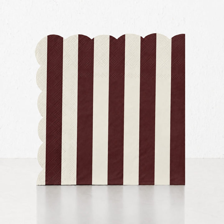 CARNIVAL PAPER NAPKIN BUNDLES  |  STRIPED BURGUNDY + IVORY