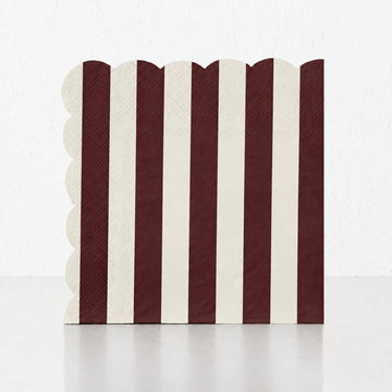 CARNIVAL PAPER NAPKIN BUNDLES  |  STRIPED BURGUNDY + IVORY