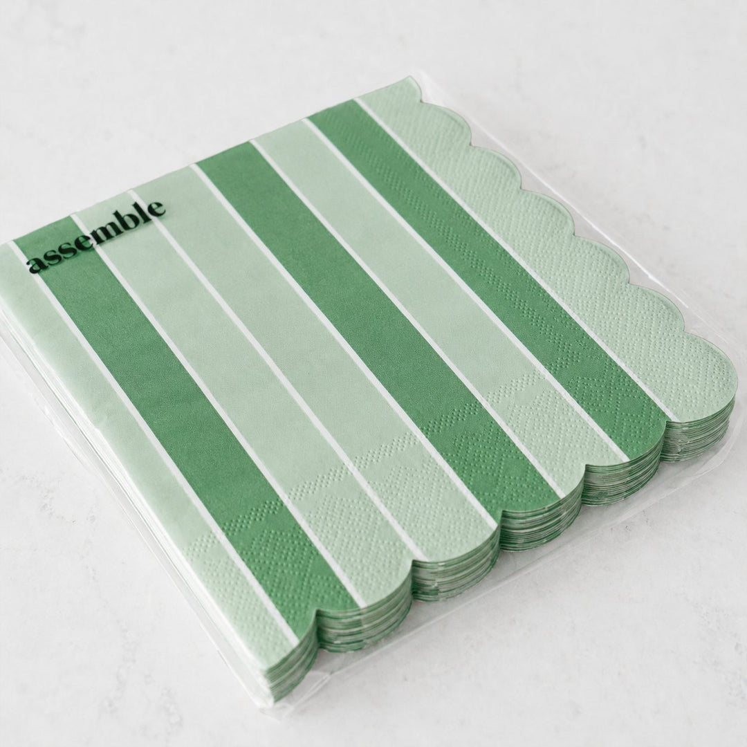 CARNIVAL PAPER NAPKIN BUNDLES  |  STRIPED GREEN