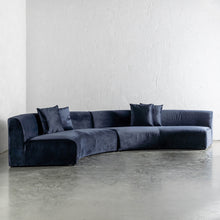 CARSON CONTEMPO CURVED 2 PCE SOFA UNSTYLED  |  NAVY ACCOLADE VELVET