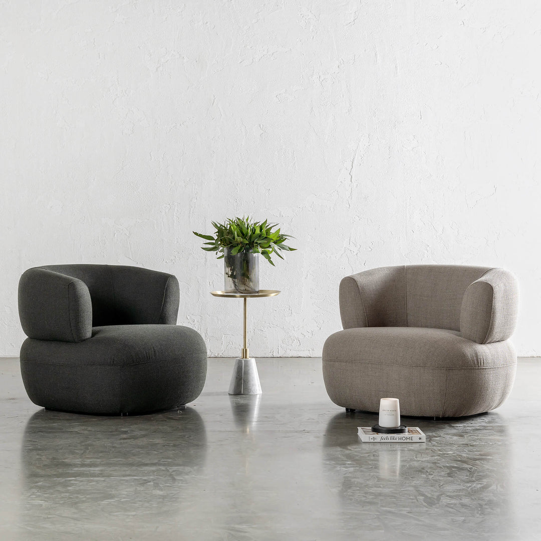 CARSON ROUNDED ARMCHAIR  |  BLADE OLIVE WEAVE