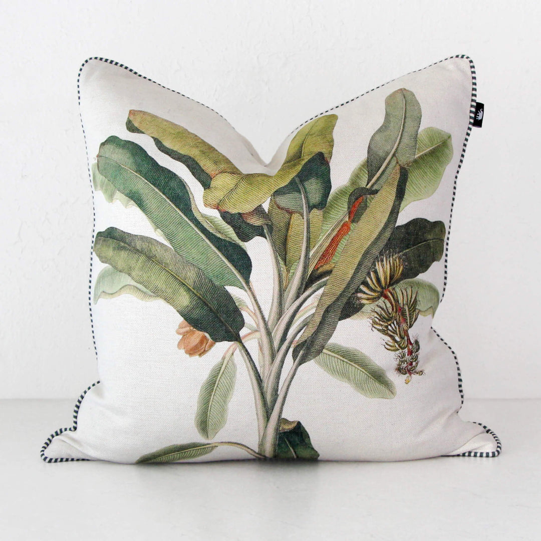 CAVENDISH FOLIAGE CUSHION | 60 x 60 | GREEN + WHITE 