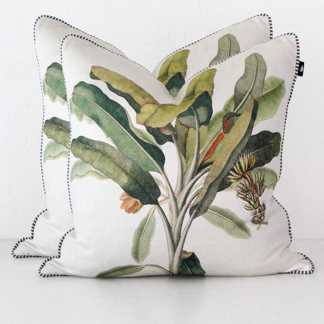 CAVENDISH FOLIAGE CUSHION | 60 x 60 | GREEN + WHITE | SET OF 2