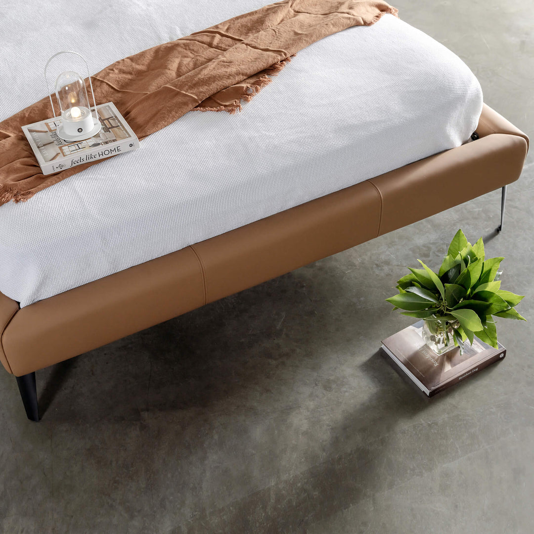 CENOVA BED FRAME  |  SADDLE TAN VEGAN LEATHER