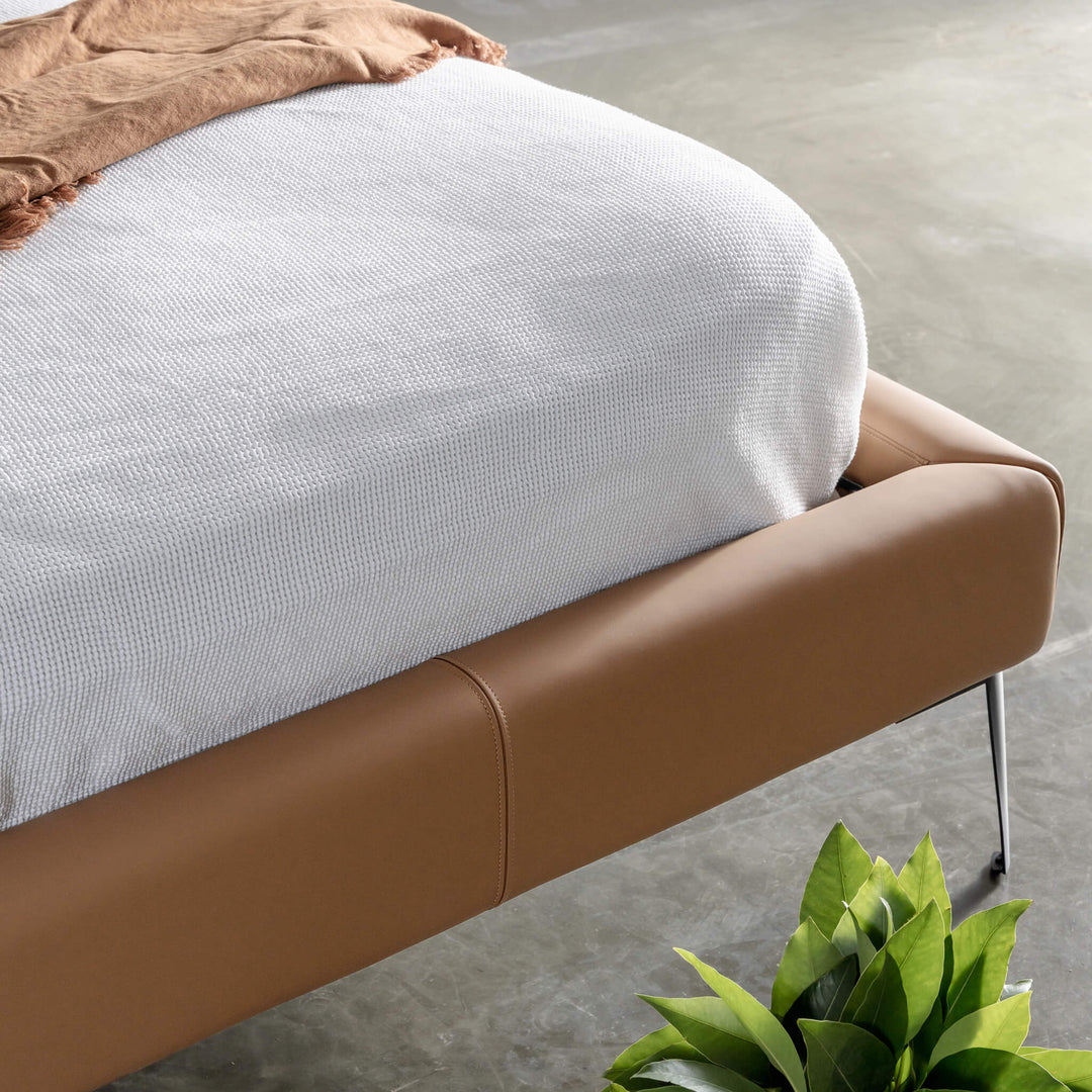 CENOVA BED FRAME  |  SADDLE TAN VEGAN LEATHER