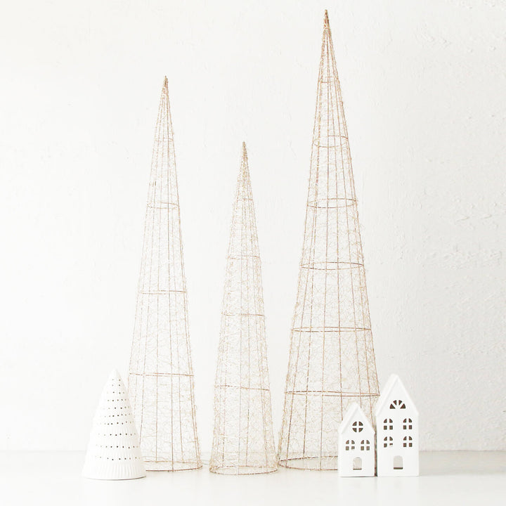 CENTAURI ILLUMINOUS LED CONE XMAS TREE BUNDLE X3 | M + L + XL | GOLD