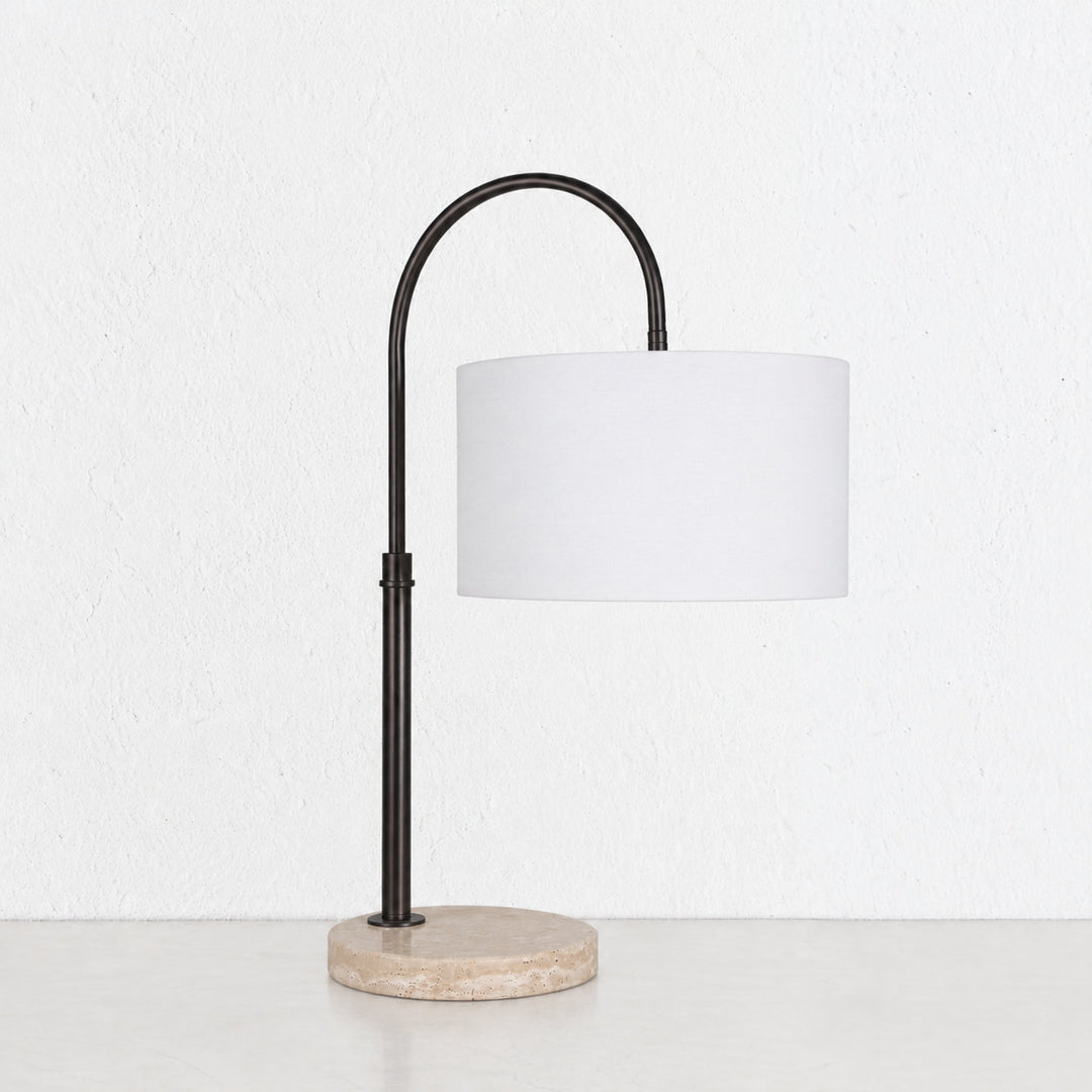 CERRANO TABLE LAMP  |  66CM  |  DARK BRASS + TRAVERTINE
