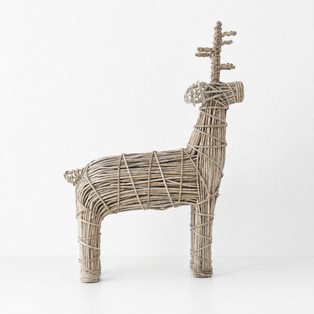 RATTAN TWISTED TWIG REINDEER  |  SET OF 2  |  L + XL  |  NATURAL RATTAN