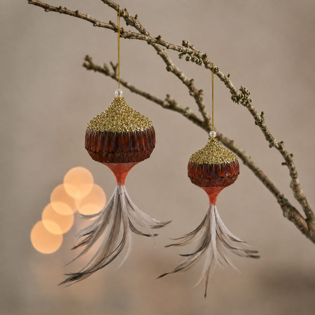 CHATILLON FEATHER CHRISTMAS BAUBLE SETS  |  GOLD