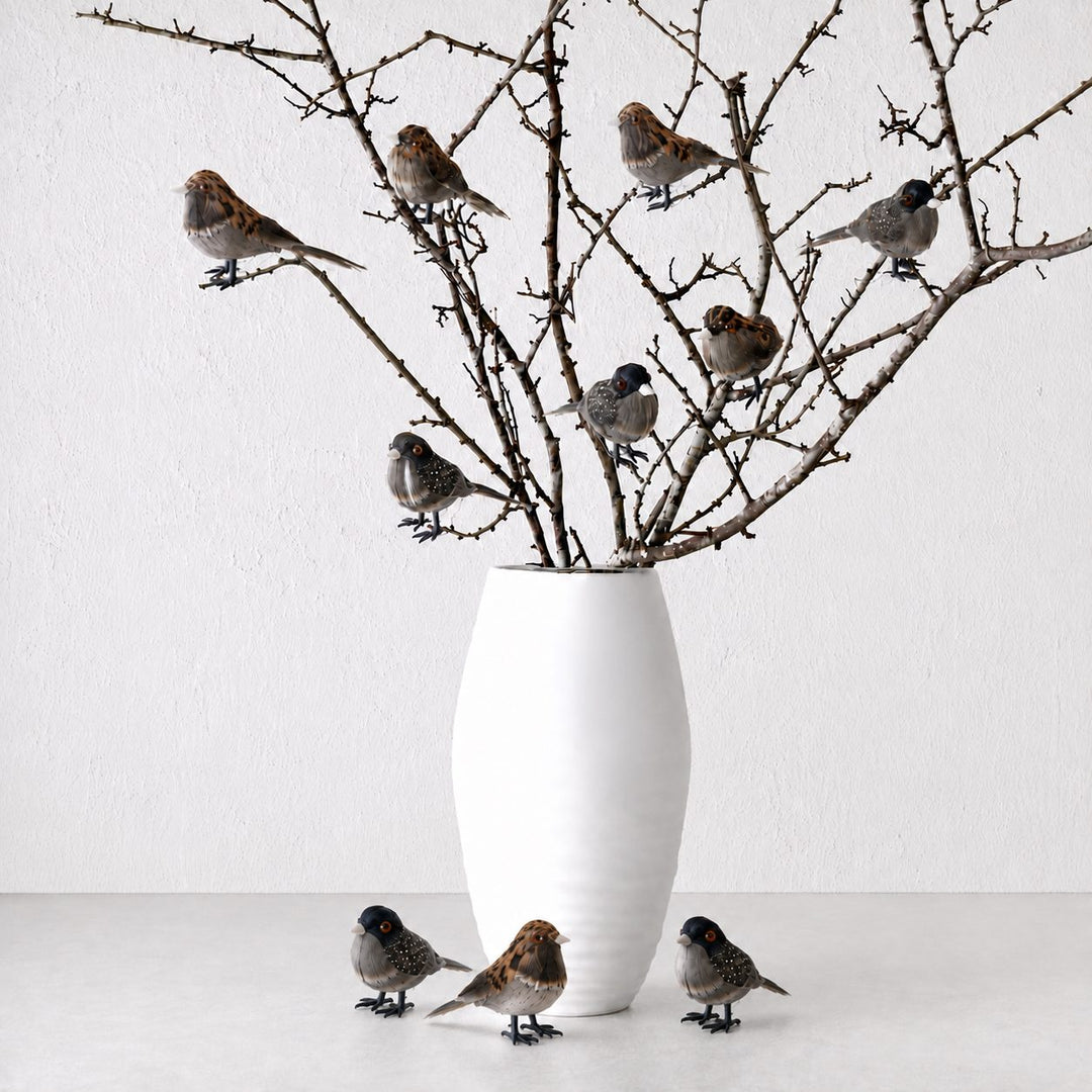 CHATILLON FEATHER CHRISTMAS BIRD SETS  |  NATURAL