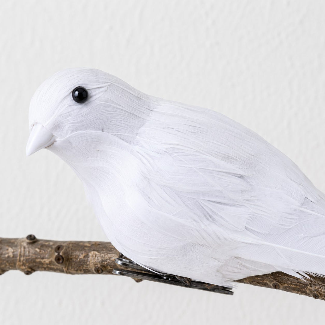CHATILLON FEATHER CHRISTMAS BIRD CLIP  |  XL 35CM  |  WHITE