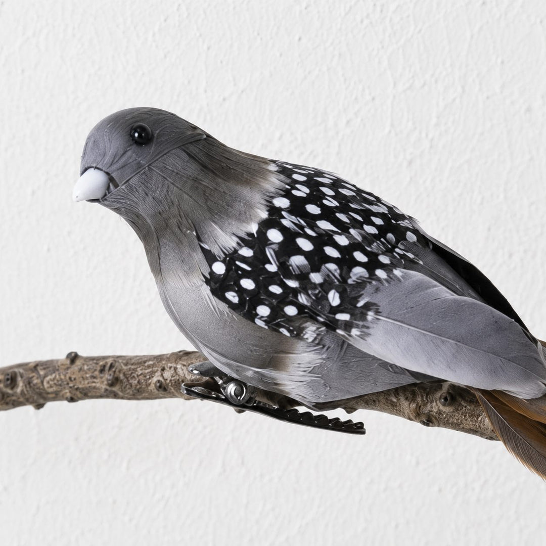 CHATILLON FEATHER CHRISTMAS BIRD CLIP  |  XL 35CM  |  CHARCOAL