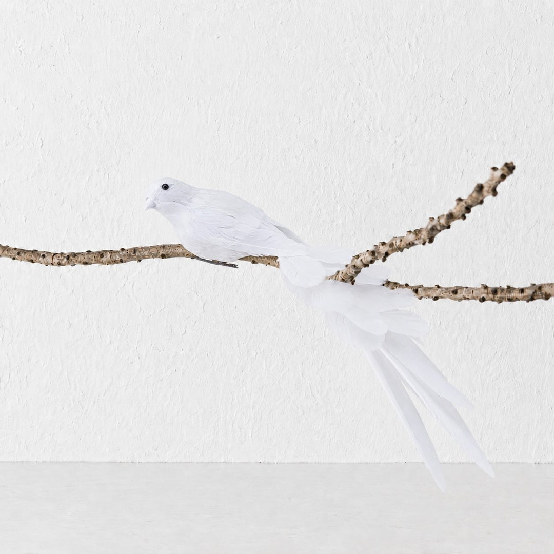 CHATILLON FEATHER CHRISTMAS BIRD CLIP  |  XL 35CM  |  WHITE