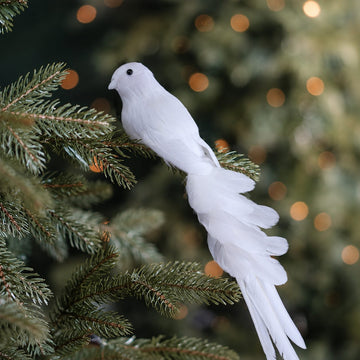 CHATILLON FEATHER CHRISTMAS BIRD CLIP  |  XL 35CM  |  WHITE