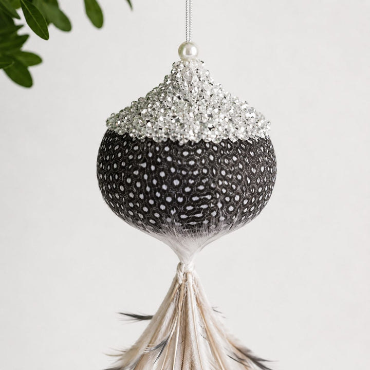 CHATILLON FEATHER CHRISTMAS BAUBLE SETS  |  CHARCOAL + SILVER