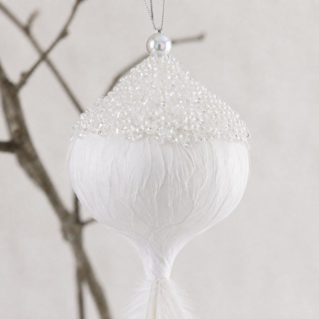 CHATILLON FEATHER CHRISTMAS BAUBLE SETS  |  WHITE