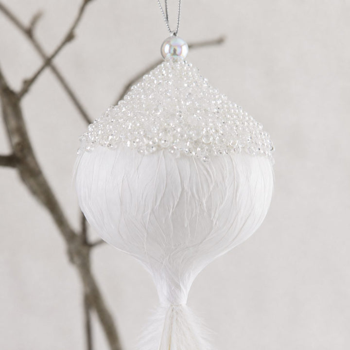 CHATILLON FEATHER CHRISTMAS BAUBLE SETS  |  WHITE