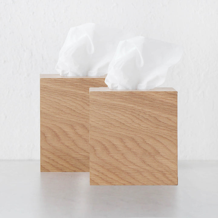 OKU WOOD TISSUE BOX COVER | SQUARE | NATURAL | BUNDLE X2