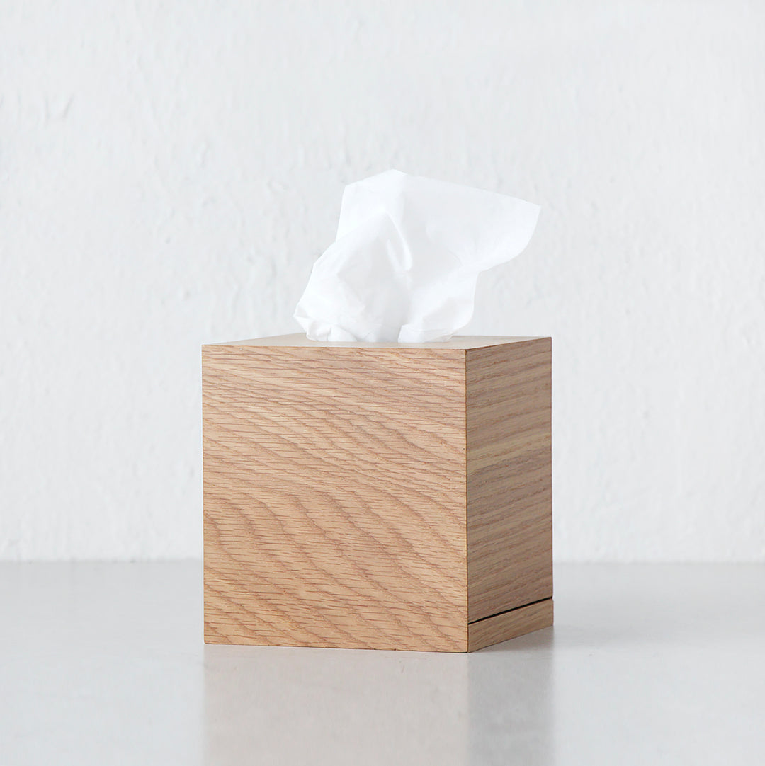 OKU WOOD TISSUE BOX COVER | SQUARE | NATURAL