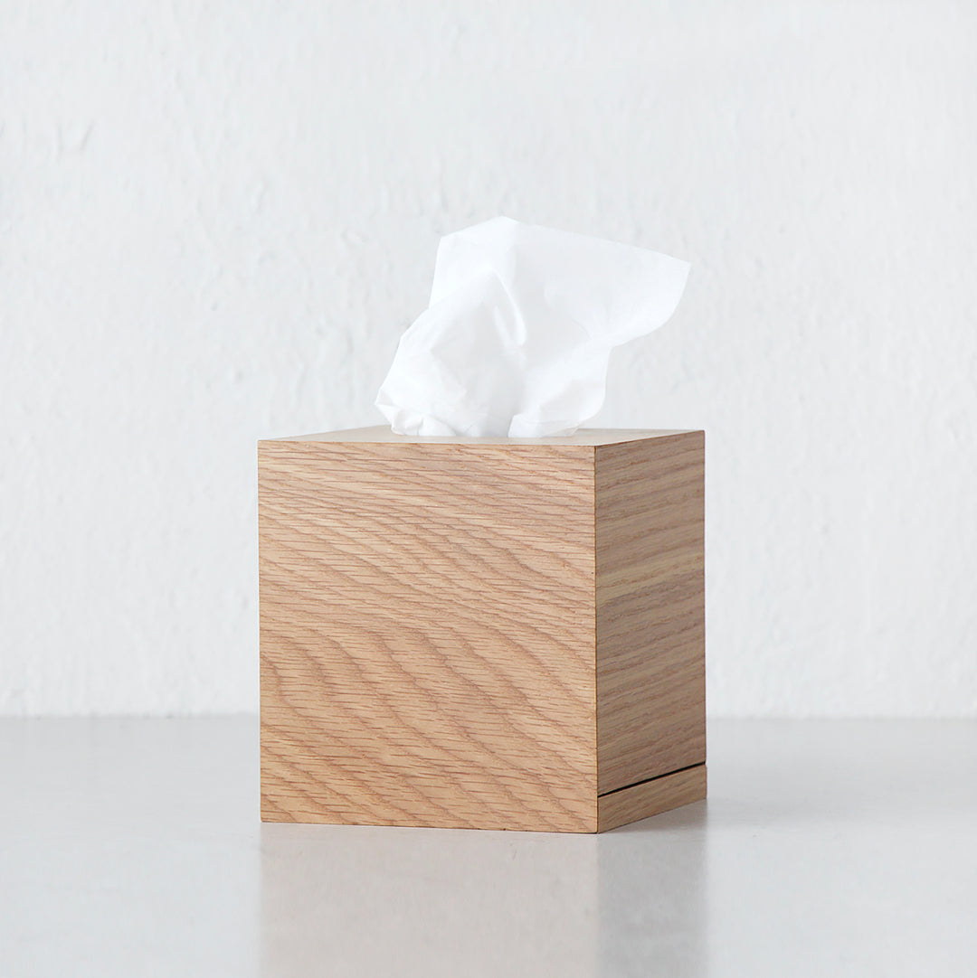 OKU WOOD TISSUE BOX COVER  |  SQUARE  |  NATURAL