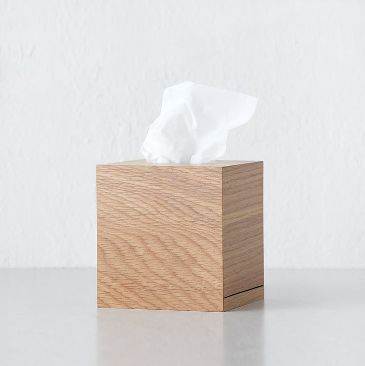 OKU WOOD TISSUE BOX COVER | SQUARE | NATURAL